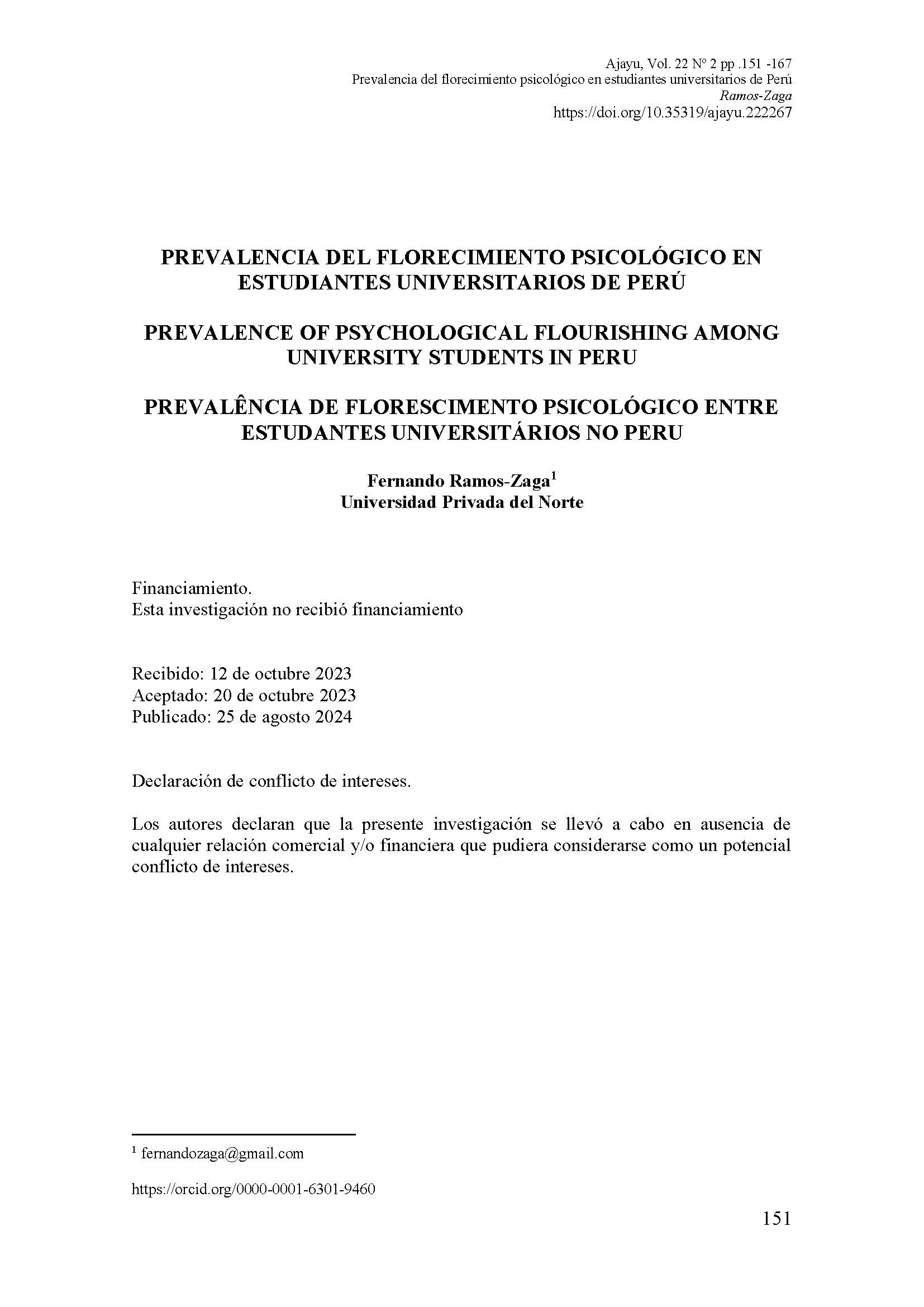 PREVALENCIA DEL FLORECIMIENTO PSICOLÓGICO EN ESTUDIANTES UNIVERSITARIOS DE PERÚ